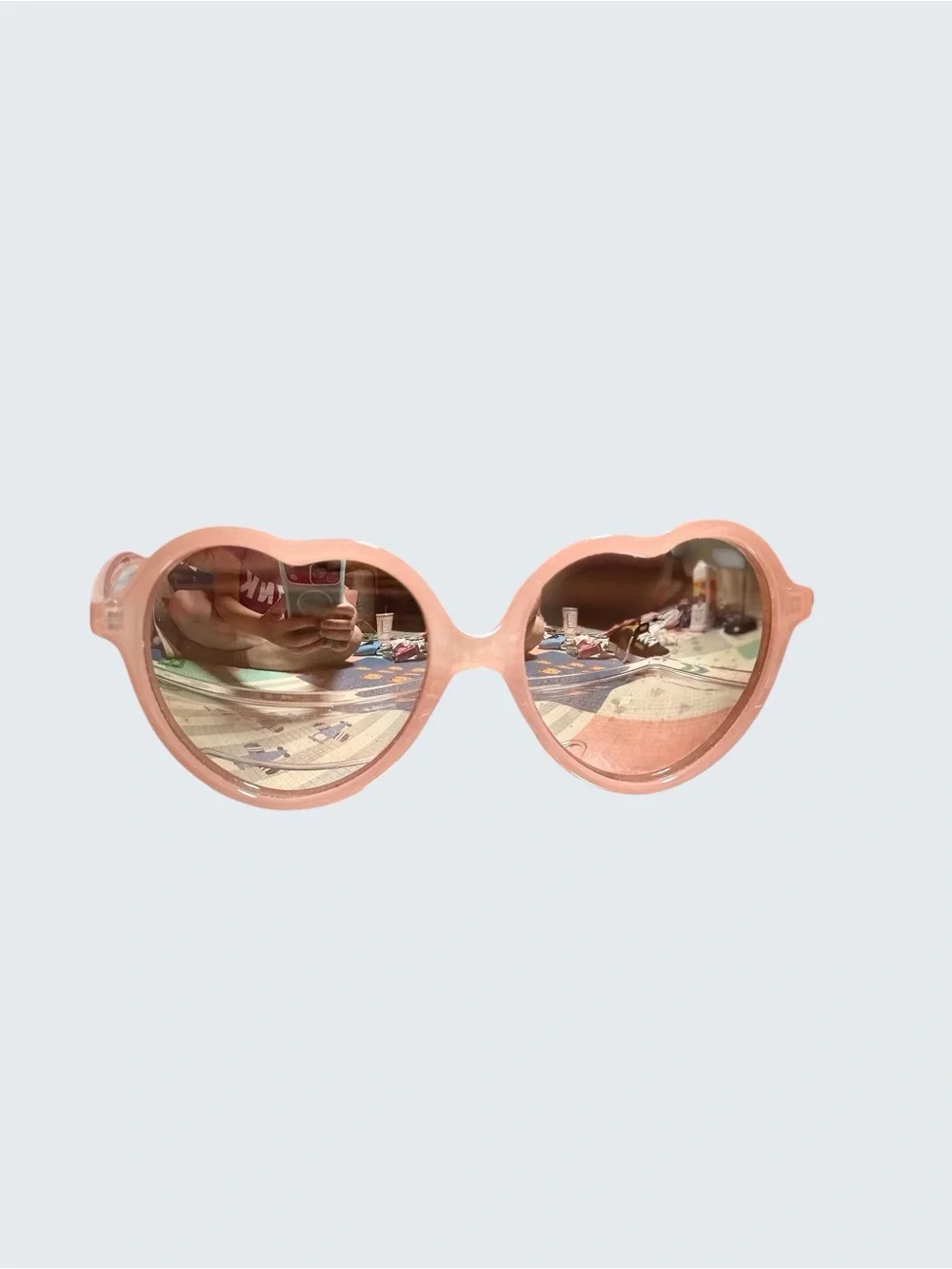 Heart-Shaped Pink Mirrored Sunglasses